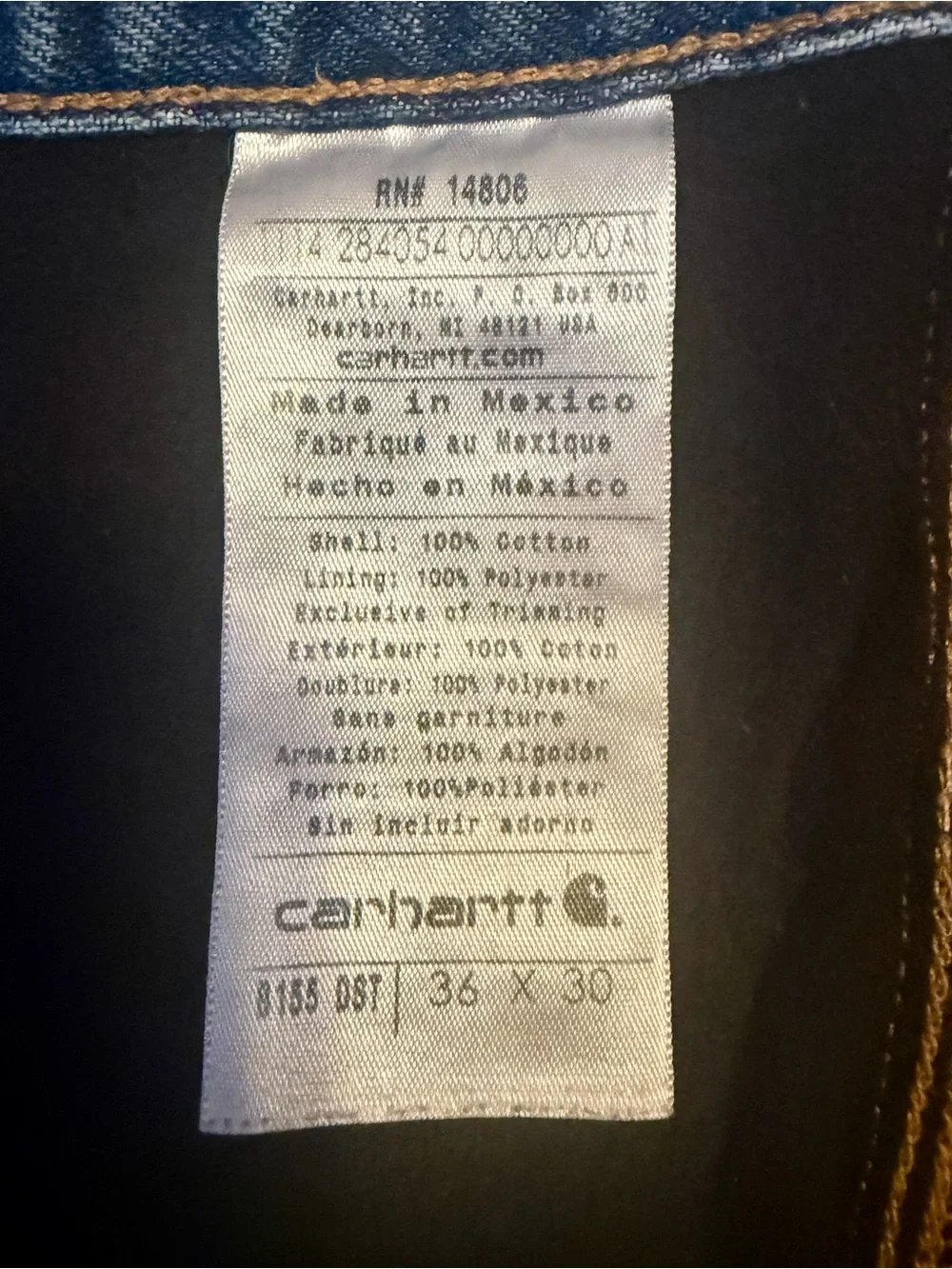 Carhartt B20 Fleece Lined Relaxed Fit Straight Leg Jeans in 